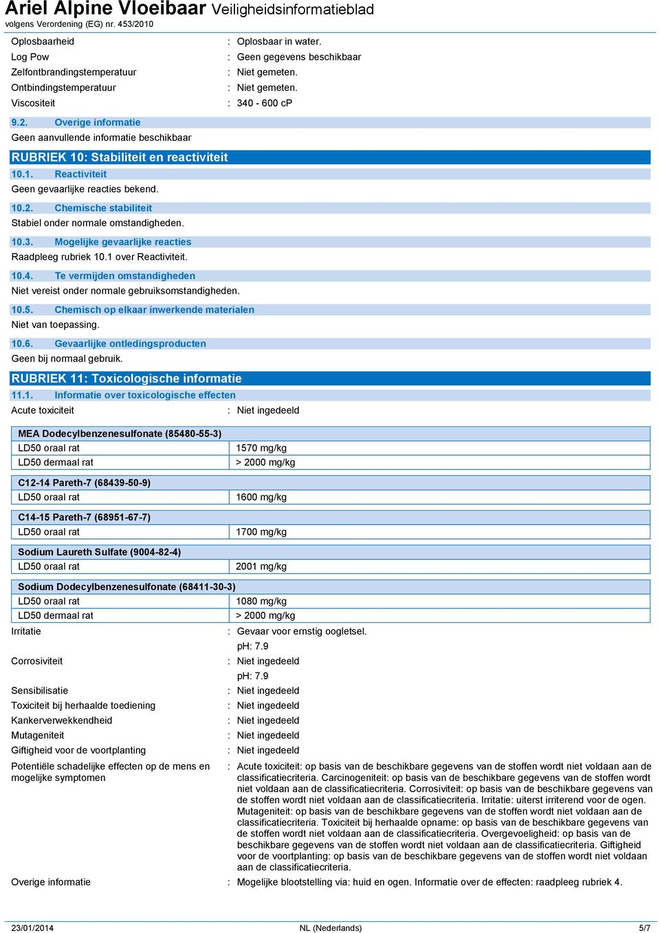 Mogelijke gevaarlijke reacties Raadpleeg rubriek 10.1 over Reactiviteit. 10.4. Te vermijden omstandigheden Niet vereist onder normale gebruiksomstandigheden. 10.5.