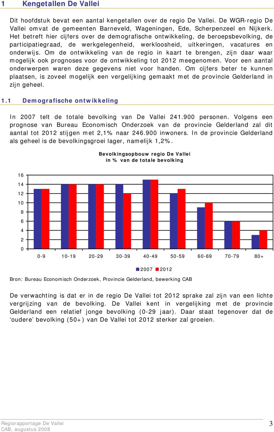 Om de ontwikkeling van de regio in kaart te brengen, zijn daar waar mogelijk ook prognoses voor de ontwikkeling tot 2012 meegenomen. Voor een aantal onderwerpen waren deze gegevens niet voor handen.