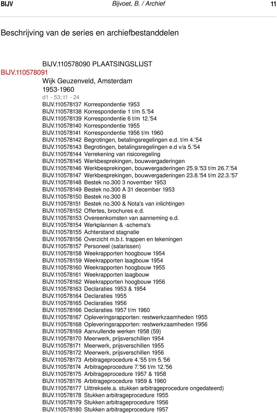 110578141 Korrespondentie 1956 t/m 1960 BIJV.110578142 Begrotingen, betalingsregelingen e.d. t/m 4.'54 BIJV.110578143 Begrotingen, betalingsregelingen e.d v/a 5.'54 BIJV.110578144 Verrekening van risicoregeling BIJV.