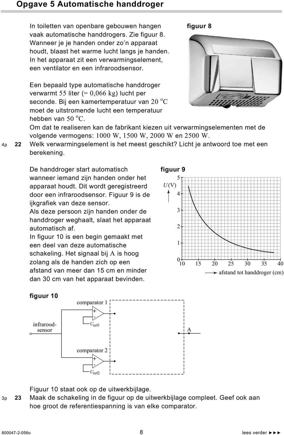 Een bepaald type automatische handdroger verwarmt 55 liter (= 0,066 kg) lucht per seconde. Bij een kamertemperatuur van 20 C moet de uitstromende lucht een temperatuur hebben van 50 C.