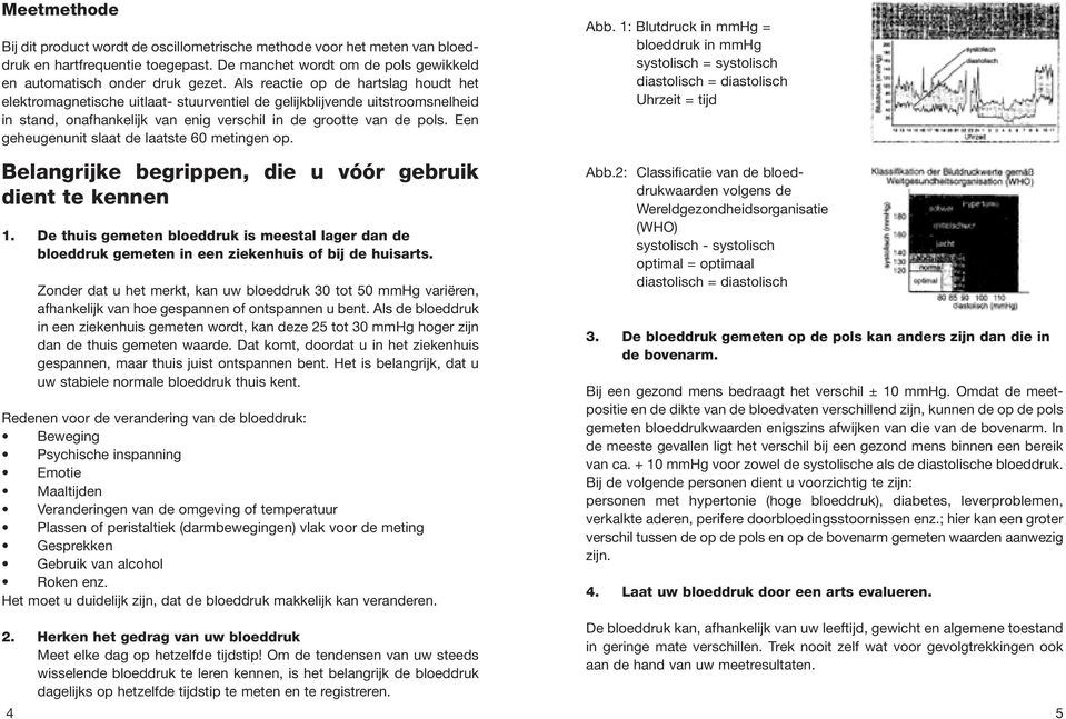 Een geheugenunit slaat de laatste 60 metingen op. Belangrijke begrippen, die u vóór gebruik dient te kennen 1.