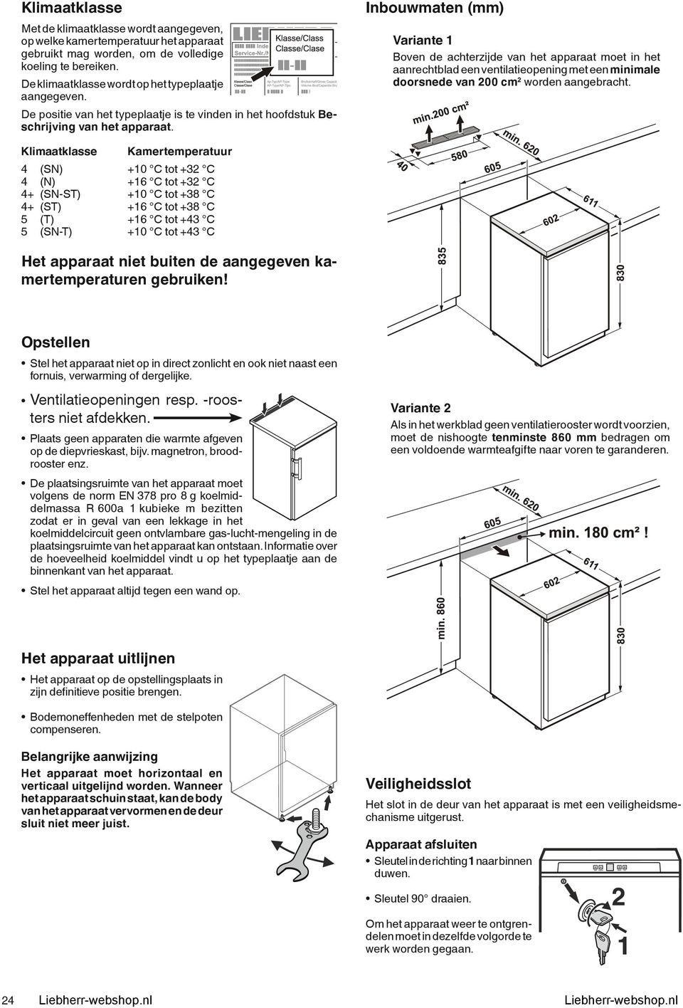 Inbouwmaten (mm) Variante 1 Boven de achterzijde van het apparaat moet in het aanrechtblad een ventilatieopening met een minimale doorsnede van 200 cm2 worden aangebracht.