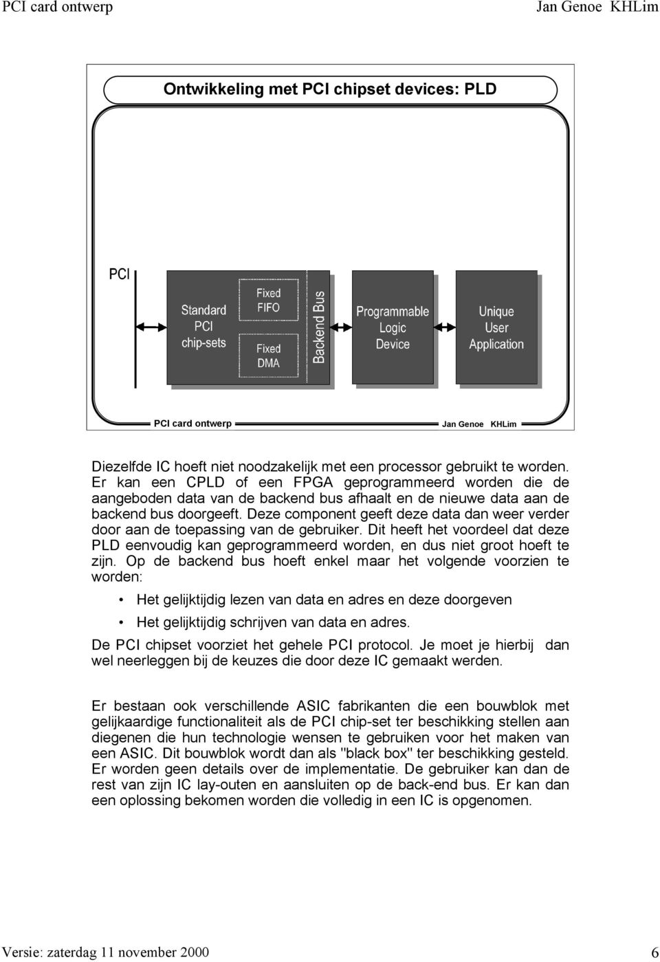 Deze component geeft deze data dan weer verder door aan de toepassing van de gebruiker. Dit heeft het voordeel dat deze PLD eenvoudig kan geprogrammeerd worden, en dus niet groot hoeft te zijn.