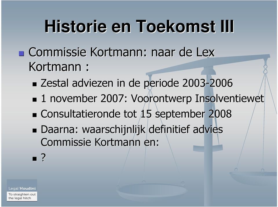 november 2007: Voorontwerp Insolventiewet Consultatieronde tot 15