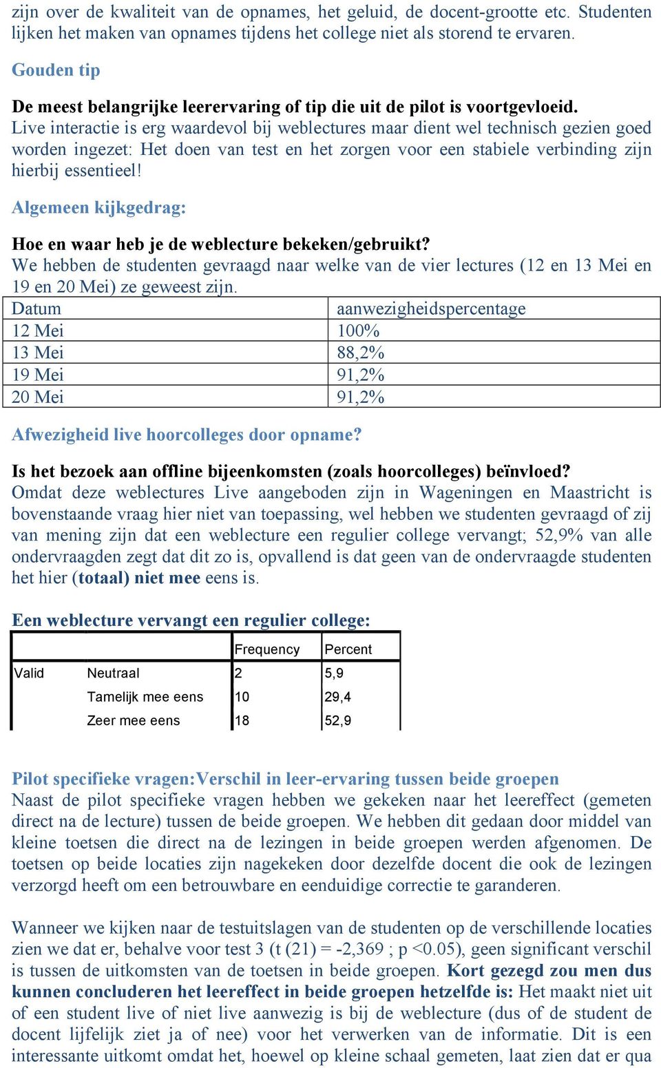 Live interactie is erg waardevol bij weblectures maar dient wel technisch gezien goed worden ingezet: Het doen van test en het zorgen voor een stabiele verbinding zijn hierbij essentieel!