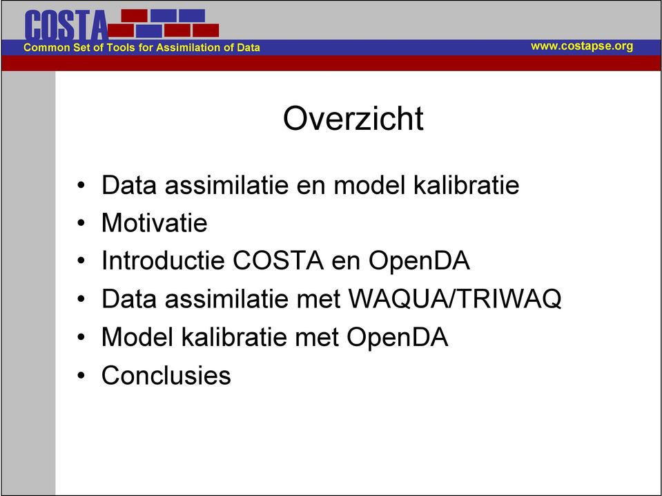 kalibratie Motivatie Introductie COSTA en