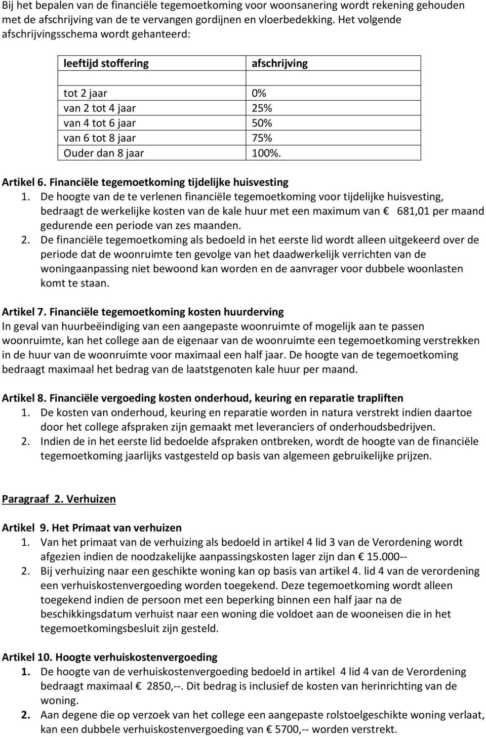 Financiële tegemoetkoming tijdelijke huisvesting 1.