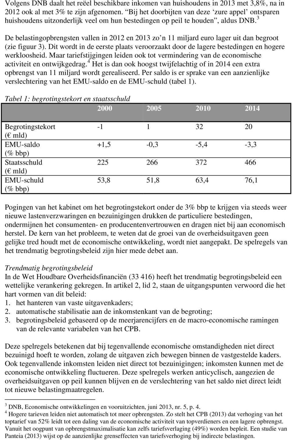 3 De belastingopbrengsten vallen in 2012 en 2013 zo n 11 miljard euro lager uit dan begroot (zie figuur 3). Dit wordt in de eerste plaats veroorzaakt door de lagere bestedingen en hogere werkloosheid.