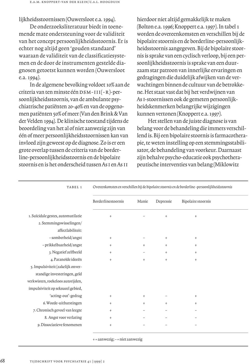 Er is echter nog altijd geen gouden standaard waaraan de validiteit van de classificatiesystemen en de door de instrumenten gestelde diagnosen getoetst kunnen worden (Ouwersloot e.a. 1994).