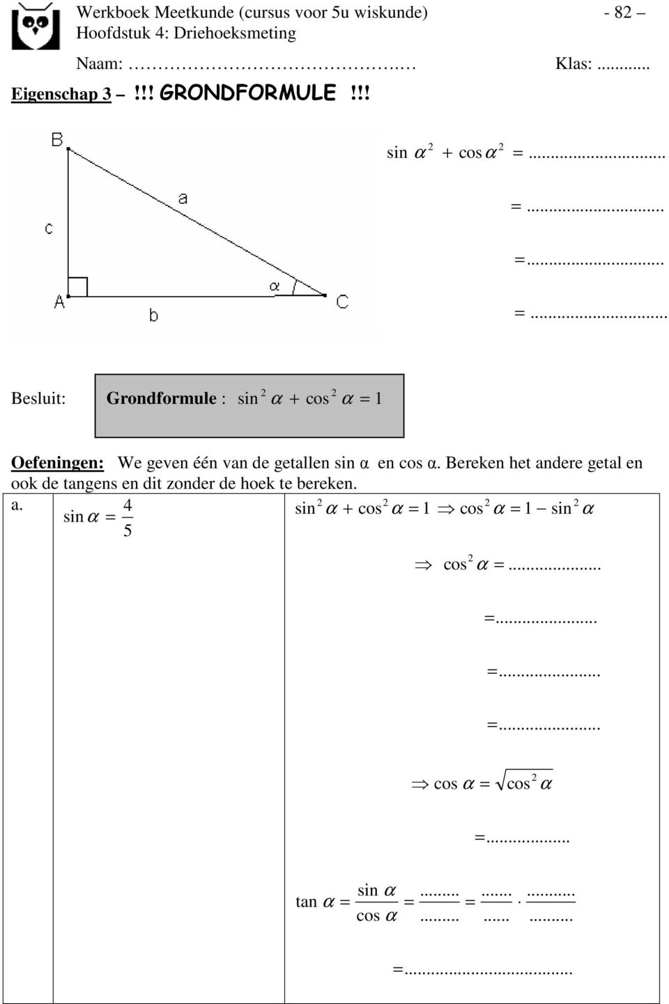 getallen sin α en cs α.