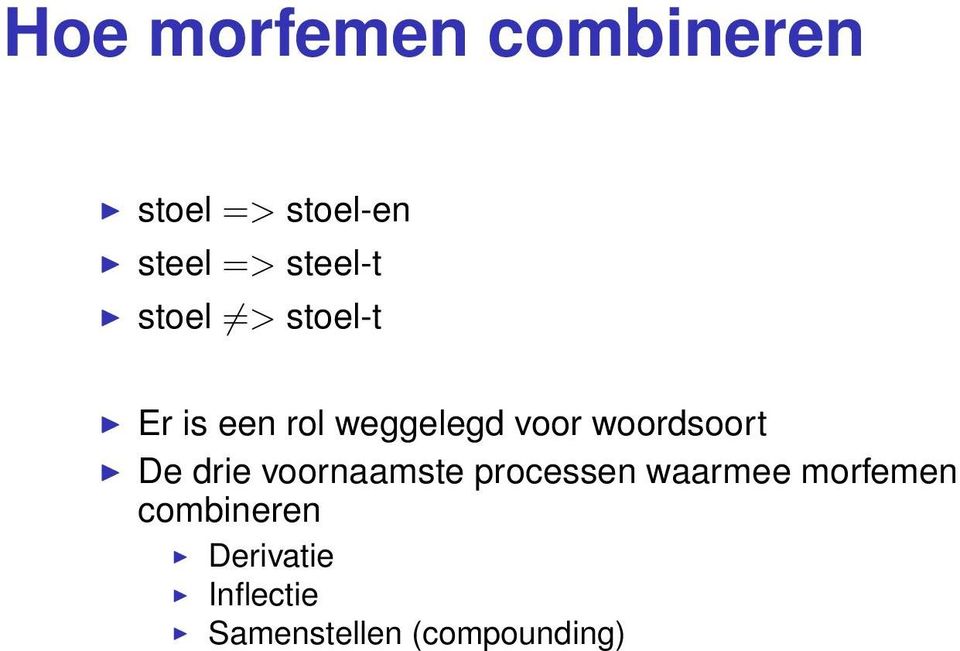 woordsoort De drie voornaamste processen waarmee