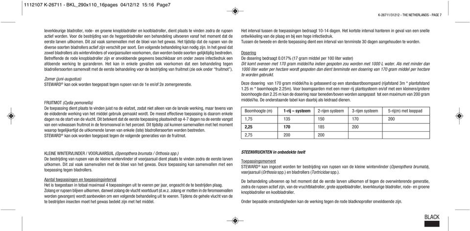 Dit zal vaak samenvallen met de bloei van het gewas. Het tijdstip dat de rupsen van de diverse soorten bladrollers actief zijn verschilt per soort. Een volgende behandeling kan nodig zijn.