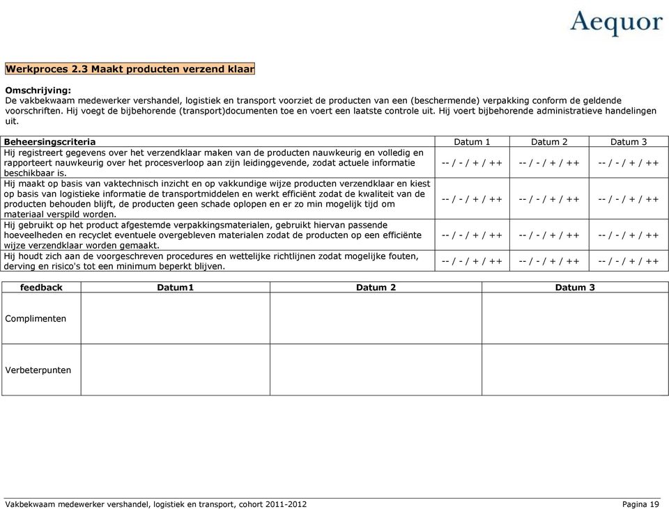 Hij voegt de bijbehorende (transport)documenten toe en voert een laatste controle uit. Hij voert bijbehorende administratieve handelingen uit.