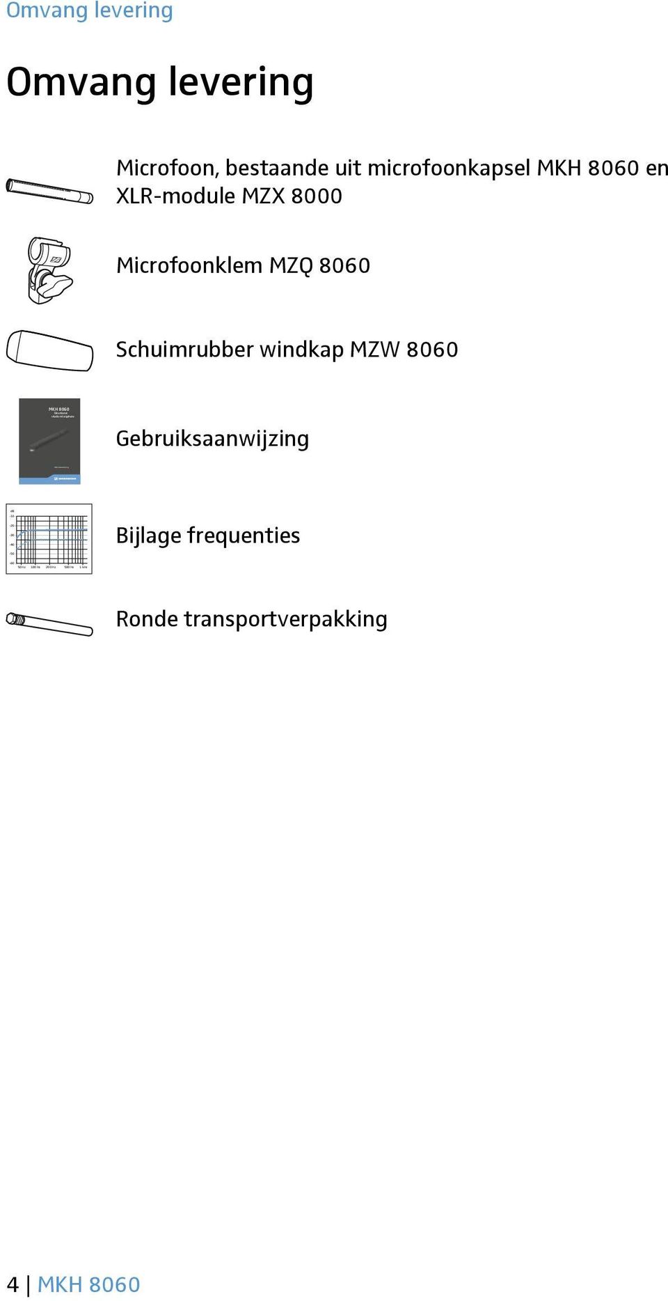 00 1 khz Omvang levering Omvang levering Microfoon, bestaande uit microfoonkapsel MKH