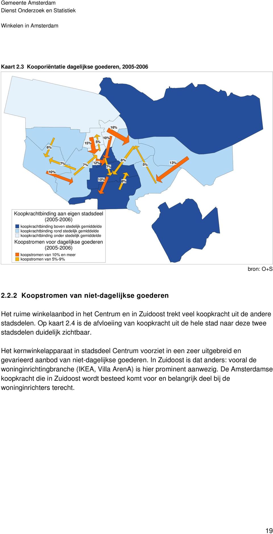 koopkrachtbinding rond stedelijk gemiddelde koopkrachtbinding onder stedelijk gemiddelde Koopstromen voor dagelijkse goederen (2005-2006) koopstromen van 10% en meer koopstromen van 5%-9% bron: O+S 2.