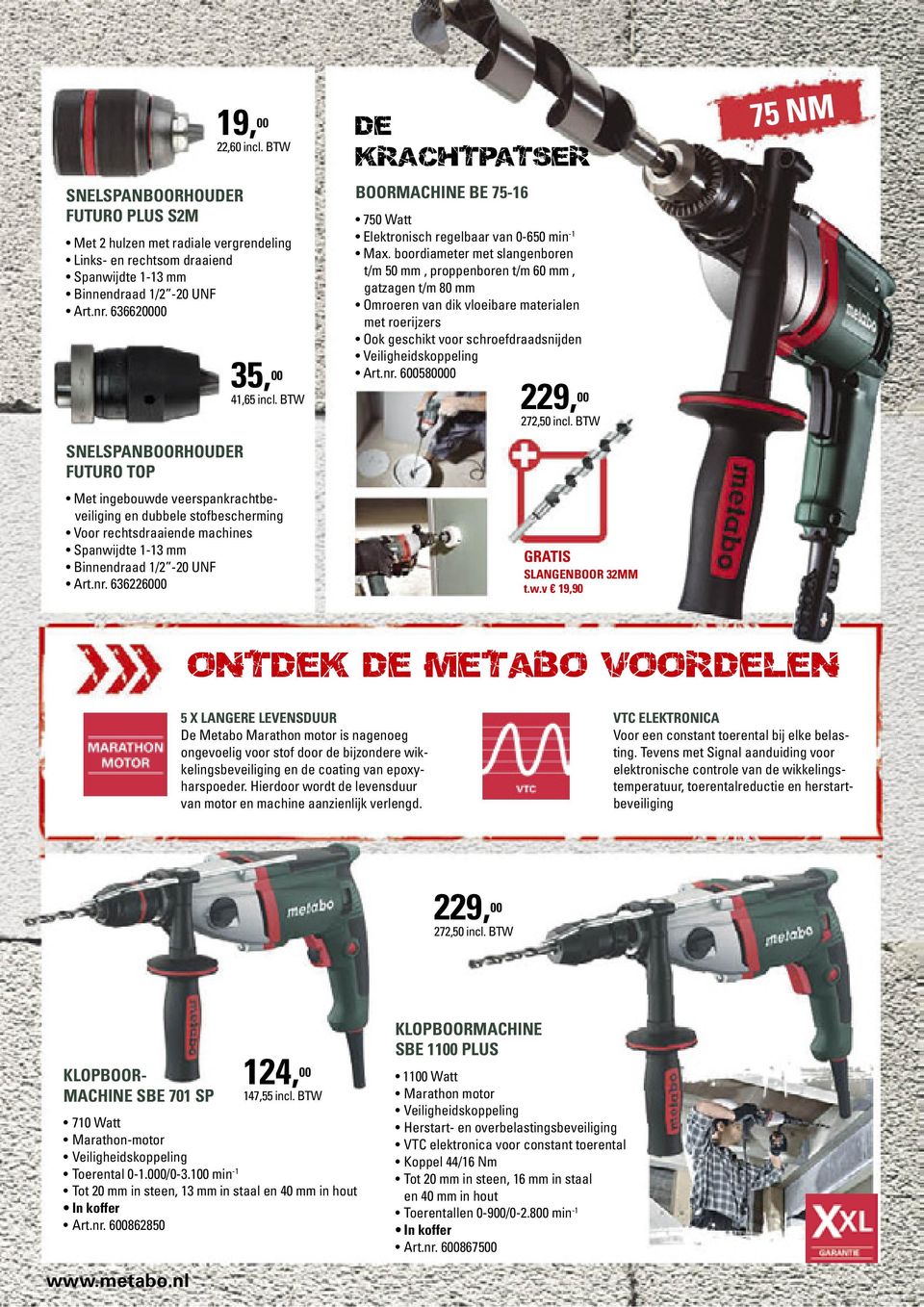 BTW Met ingebouwde veerspankrachtbeveiliging en dubbele stofbescherming Voor rechtsdraaiende machines Spanwijdte 1-13 mm Binnendraad 1/2-20 UNF Art.nr.