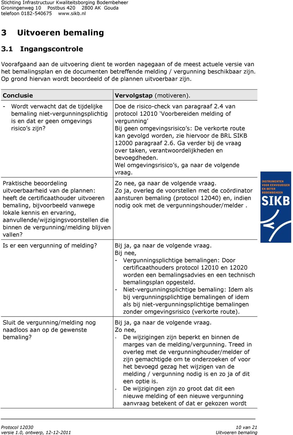 Praktische beoordeling uitvoerbaarheid van de plannen: heeft de certificaathouder uitvoeren bemaling, bijvoorbeeld vanwege lokale kennis en ervaring, aanvullende/wijzigingsvoorstellen die binnen de