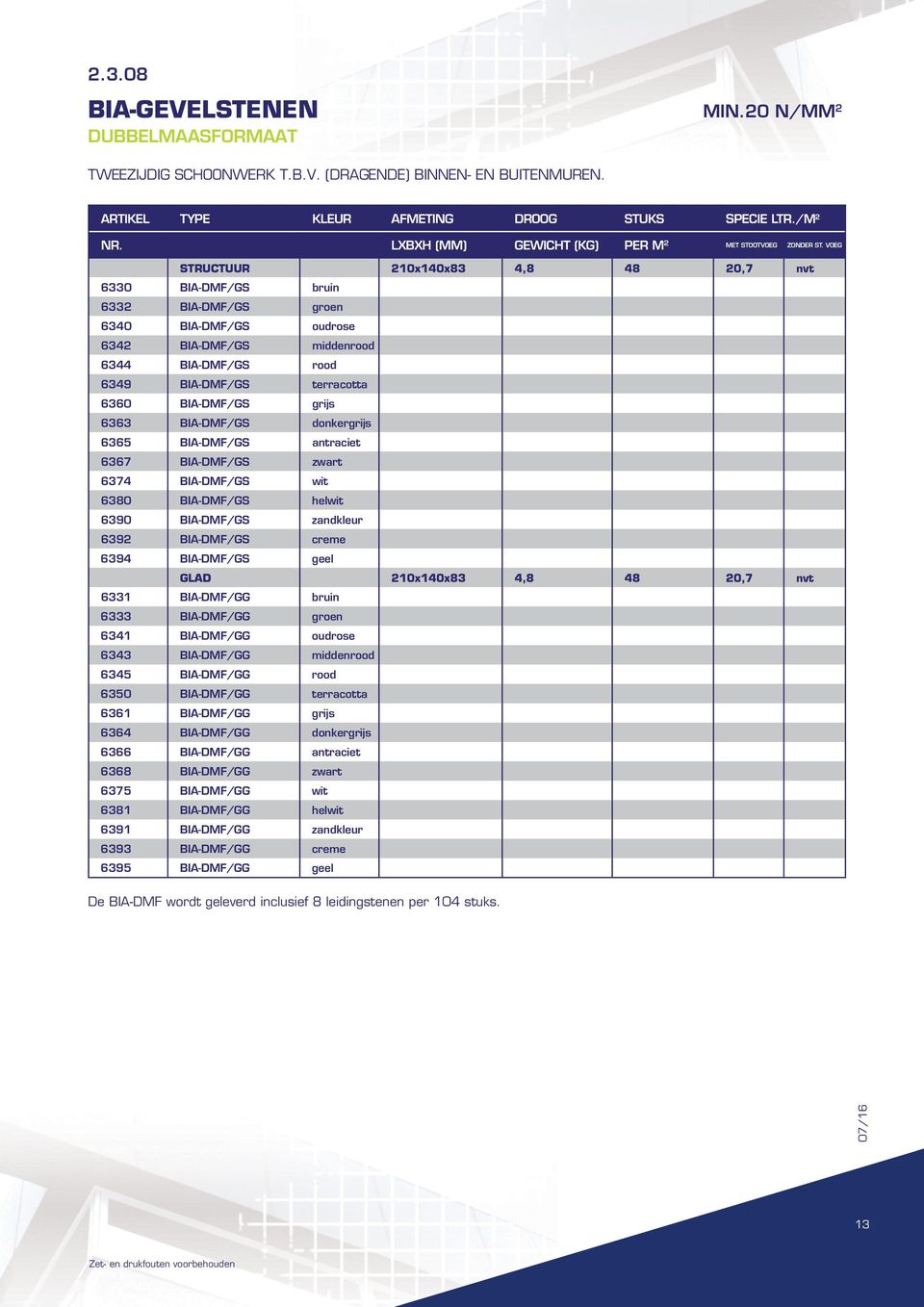 grijs 6363 BIA-DMF/GS donkergrijs 6365 BIA-DMF/GS antraciet 6367 BIA-DMF/GS zwart 6374 BIA-DMF/GS wit 6380 BIA-DMF/GS helwit 6390 BIA-DMF/GS zandkleur 6392 BIA-DMF/GS creme 6394 BIA-DMF/GS geel GLAD