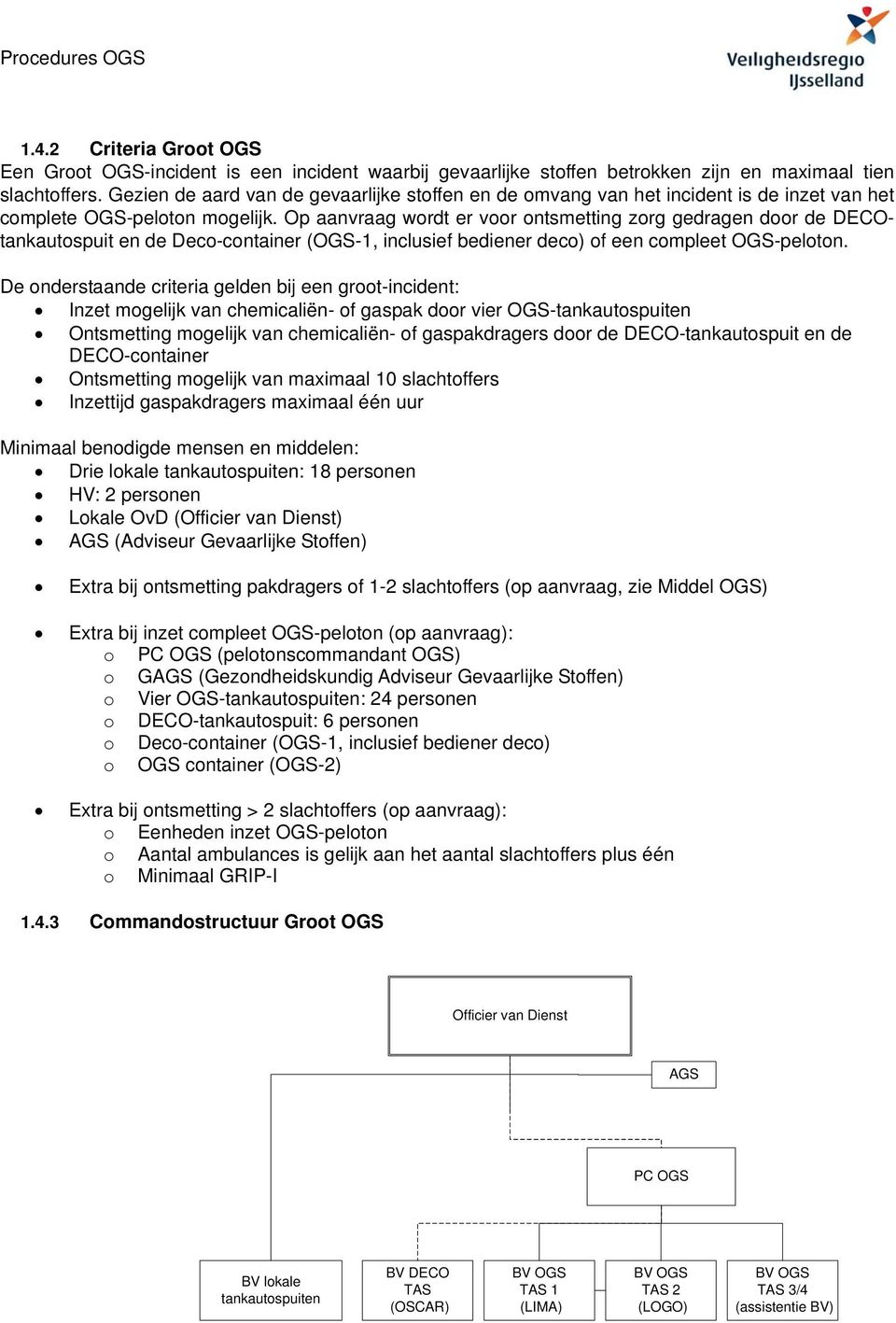 Op aanvraag wordt er voor ontsmetting zorg gedragen door de DECOtankautospuit en de Deco-container (OGS-1, inclusief bediener deco) of een compleet OGS-peloton.