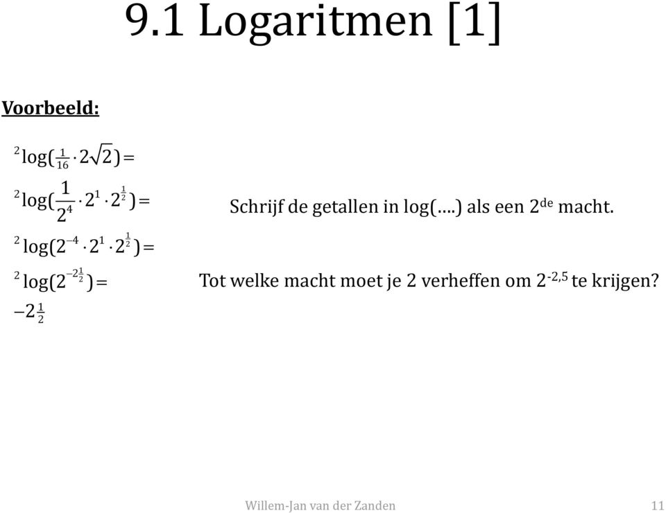 in log(.) als een de macht.