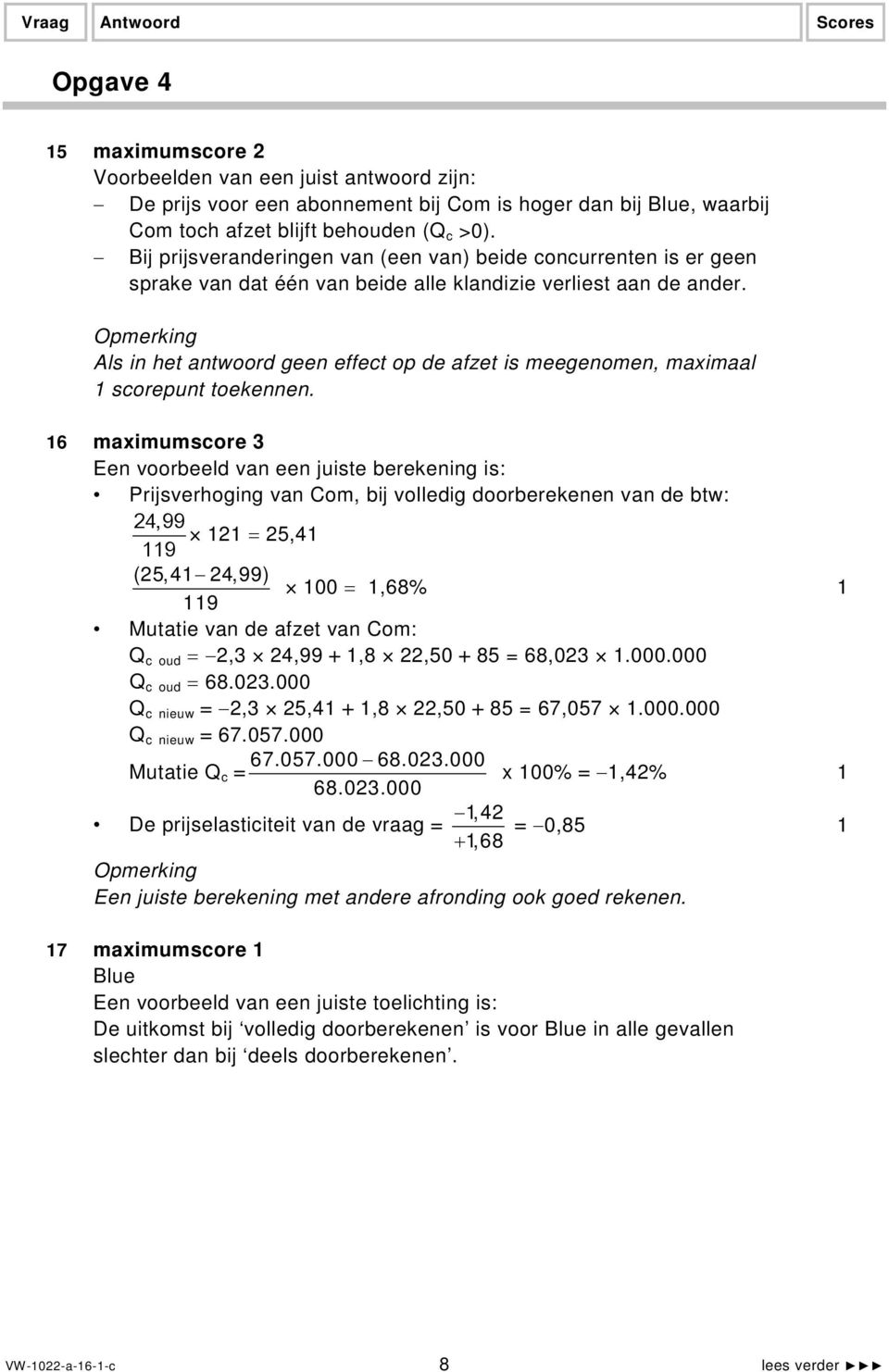 Opmerking Als in het antwoord geen effect op de afzet is meegenomen, maximaal 1 scorepunt toekennen.