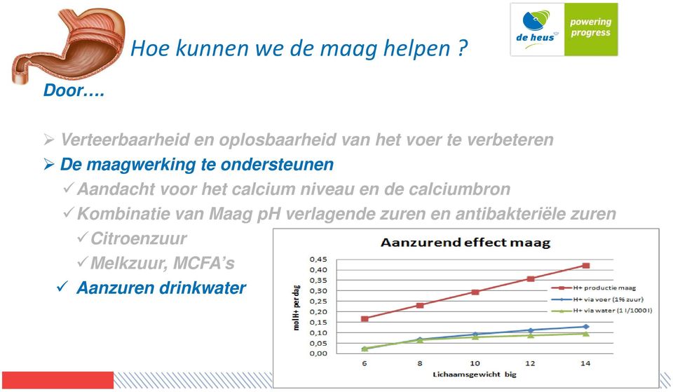 maagwerking te ondersteunen Aandacht voor het calcium niveau en de