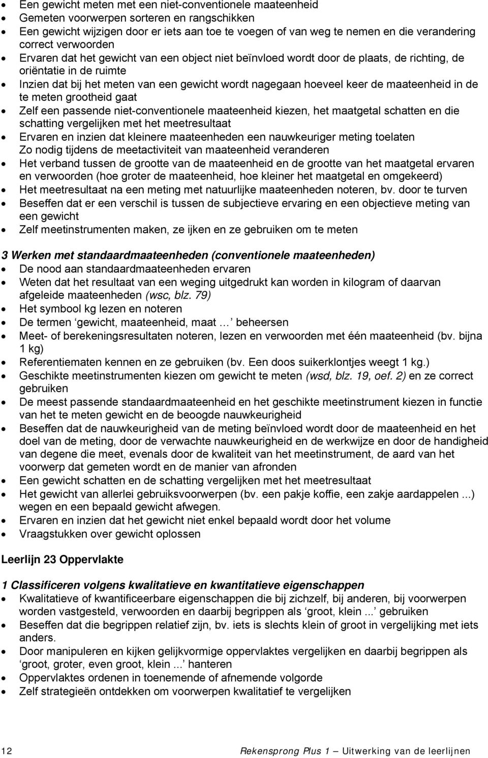 maateenheid in de te meten grootheid gaat Zelf een passende niet-conventionele maateenheid kiezen, het maatgetal schatten en die schatting vergelijken met het meetresultaat Ervaren en inzien dat