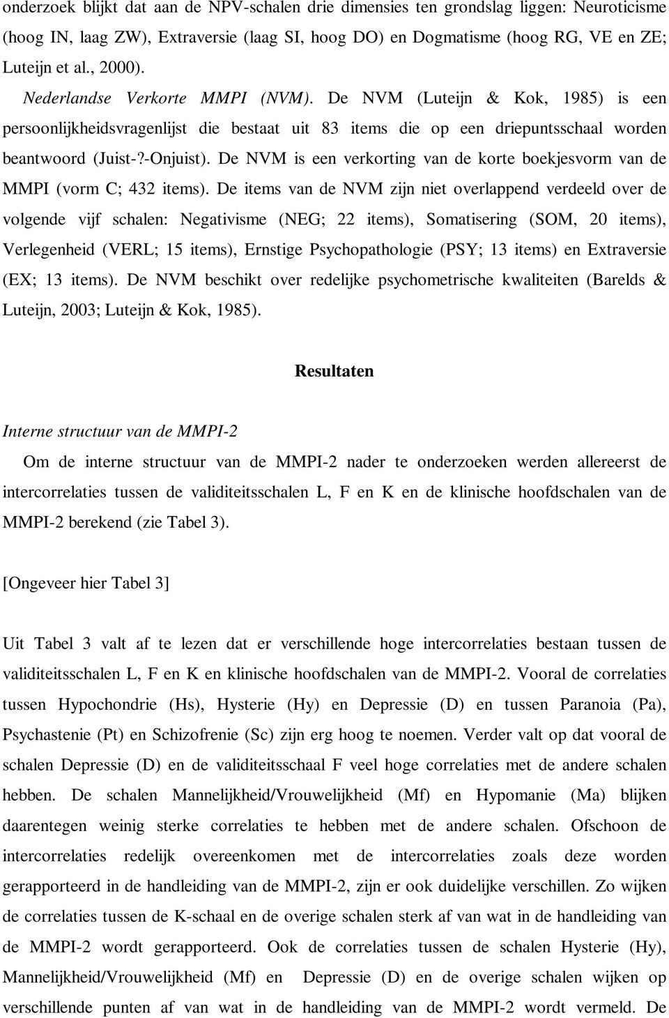 De NVM is een verkorting van de korte boekjesvorm van de MMPI (vorm C; 432 items).