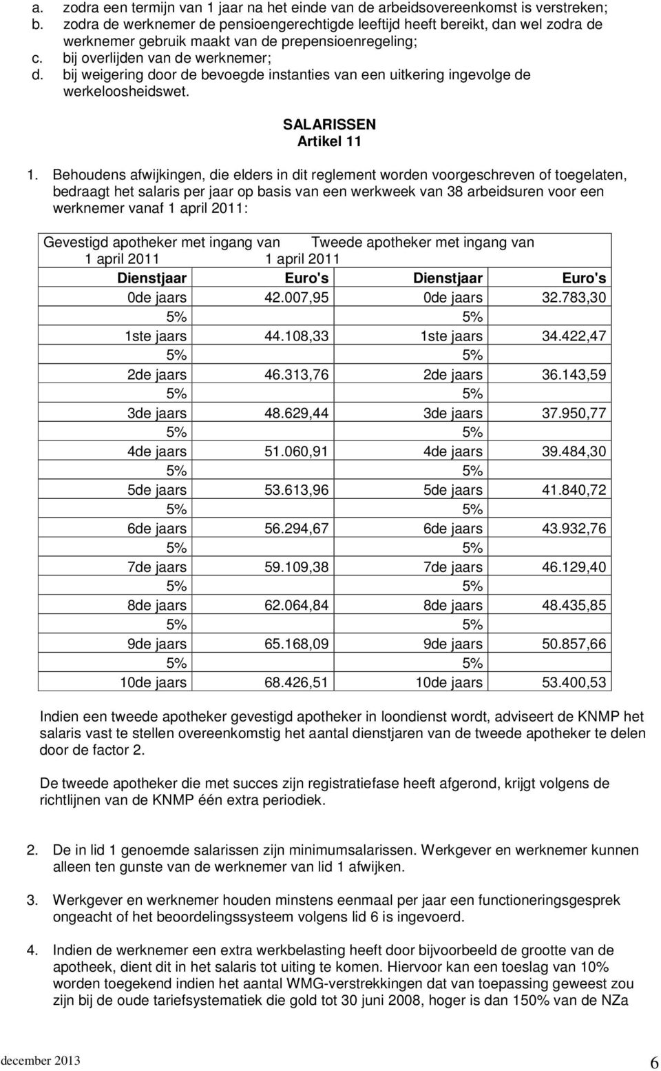 bij weigering door de bevoegde instanties van een uitkering ingevolge de werkeloosheidswet. SALARISSEN Artikel 11 1.