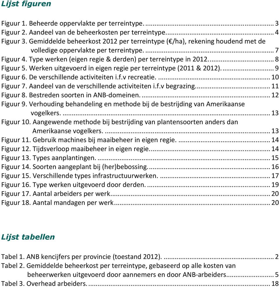 Werken uitgevoerd in eigen regie per terreintype ( & 2012).... 9 Figuur 6. De verschillende activiteiten i.f.v recreatie.... 10 Figuur 7. Aandeel van de verschillende activiteiten i.f.v begrazing.