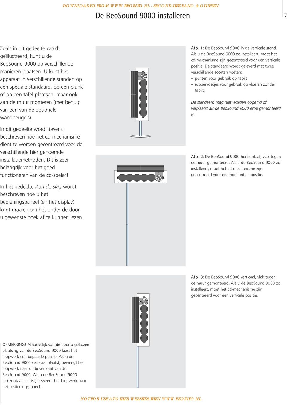 In dit gedeelte wordt tevens beschreven hoe het cd-mechanisme dient te worden gecentreerd voor de verschillende hier genoemde installatiemethoden.