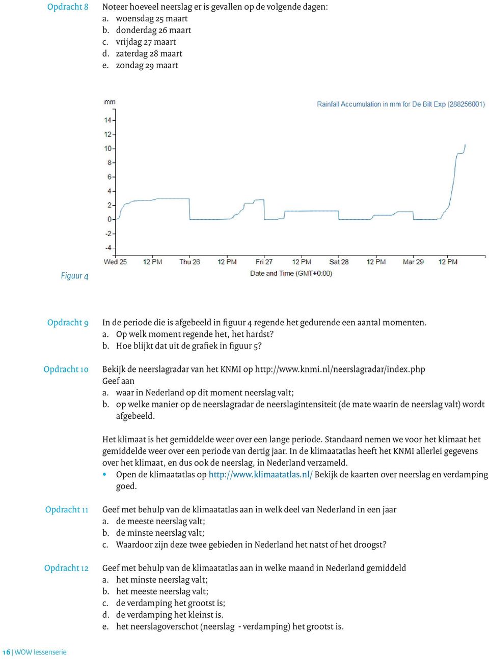 Hoe blijkt dat uit de grafiek in figuur 5? Bekijk de neerslagradar van het KNMI op http://www.knmi.nl/neerslagradar/index.php a. waar in Nederland op dit moment neerslag valt; b.