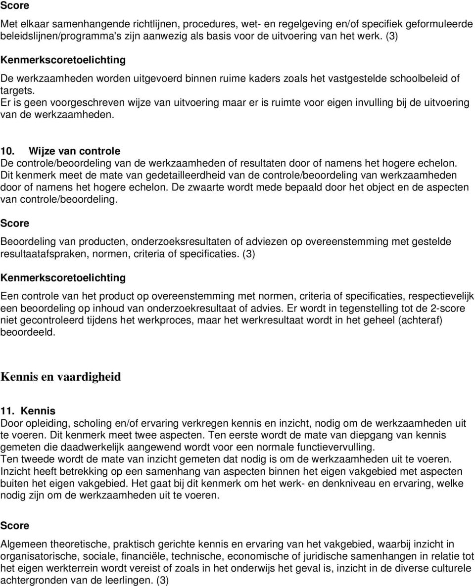 Er is geen voorgeschreven wijze van uitvoering maar er is ruimte voor eigen invulling bij de uitvoering van de werkzaamheden. 10.