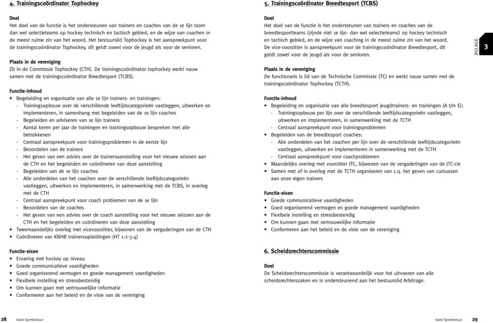 de wijze van coachen in de meest ruime zin van het woord. Het bestuurslid Tophockey is het aanspreekpunt voor de trainingscoördinator Tophockey, dit geldt zowel voor de jeugd als voor de senioren.