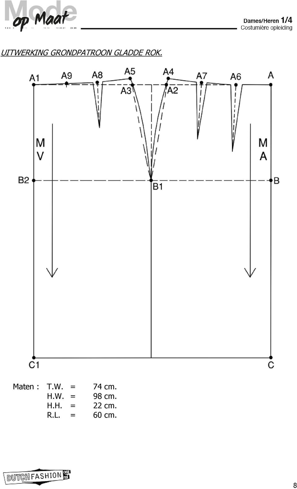 = 74 cm. H.W. = 98 cm. H.H. = 22 cm.