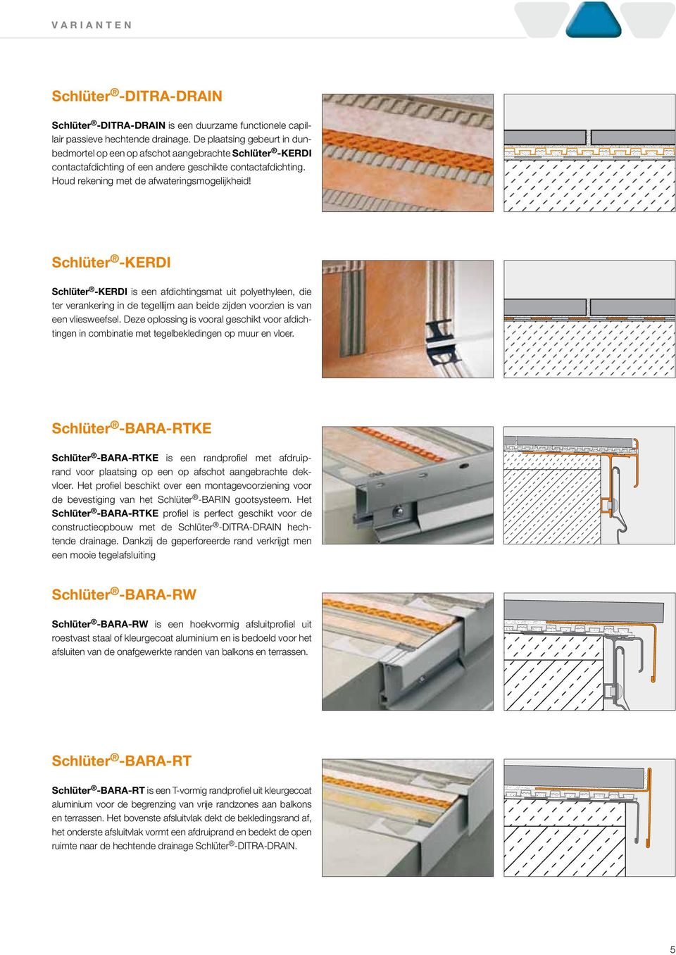 Schlüter -KERDI Schlüter -KERDI is een afdichtingsmat uit polyethyleen, die ter verankering in de tegellijm aan beide zijden voorzien is van een vliesweefsel.