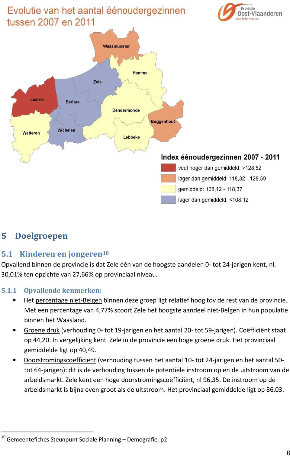 Coëfficiënt staat op 44,20. In vergelijking kent Zele in de provincie een hoge groene druk. Het provinciaal gemiddelde ligt op 40,49.