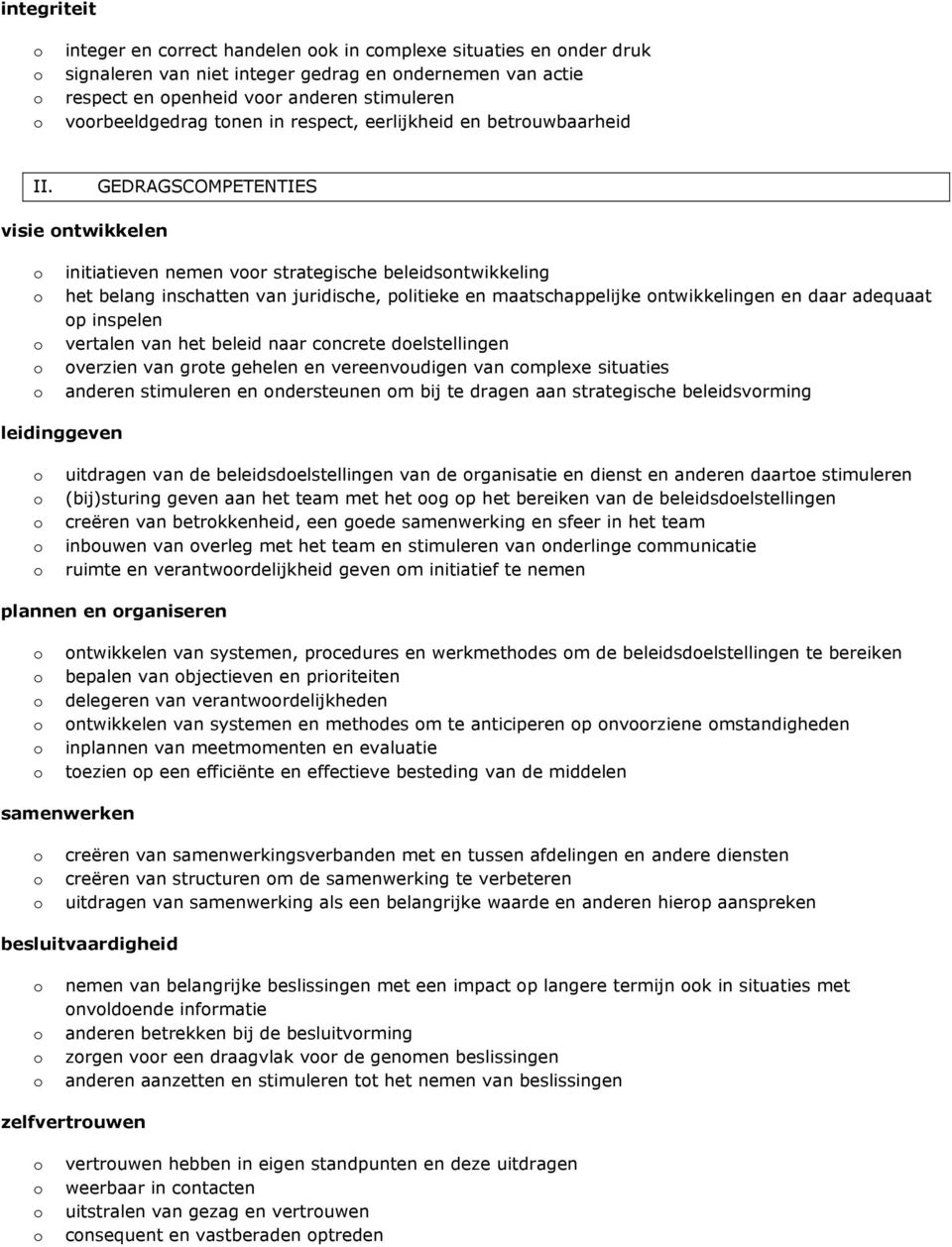 GEDRAGSCOMPETENTIES visie ntwikkelen initiatieven nemen vr strategische beleidsntwikkeling het belang inschatten van juridische, plitieke en maatschappelijke ntwikkelingen en daar adequaat p inspelen