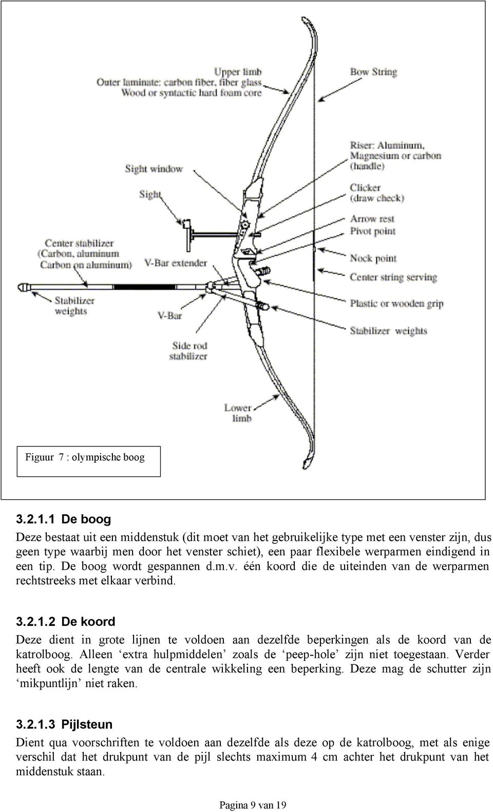 tip. De boog wordt gespannen d.m.v. één koord die de uiteinden van de werparmen rechtstreeks met elkaar verbind. 3.2.1.