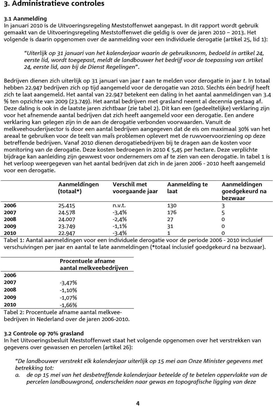 Het volgende is daarin opgenomen over de aanmelding voor een individuele derogatie (artikel 25, lid 1): Uiterlijk op 31 januari van het kalenderjaar waarin de gebruiksnorm, bedoeld in artikel 24,