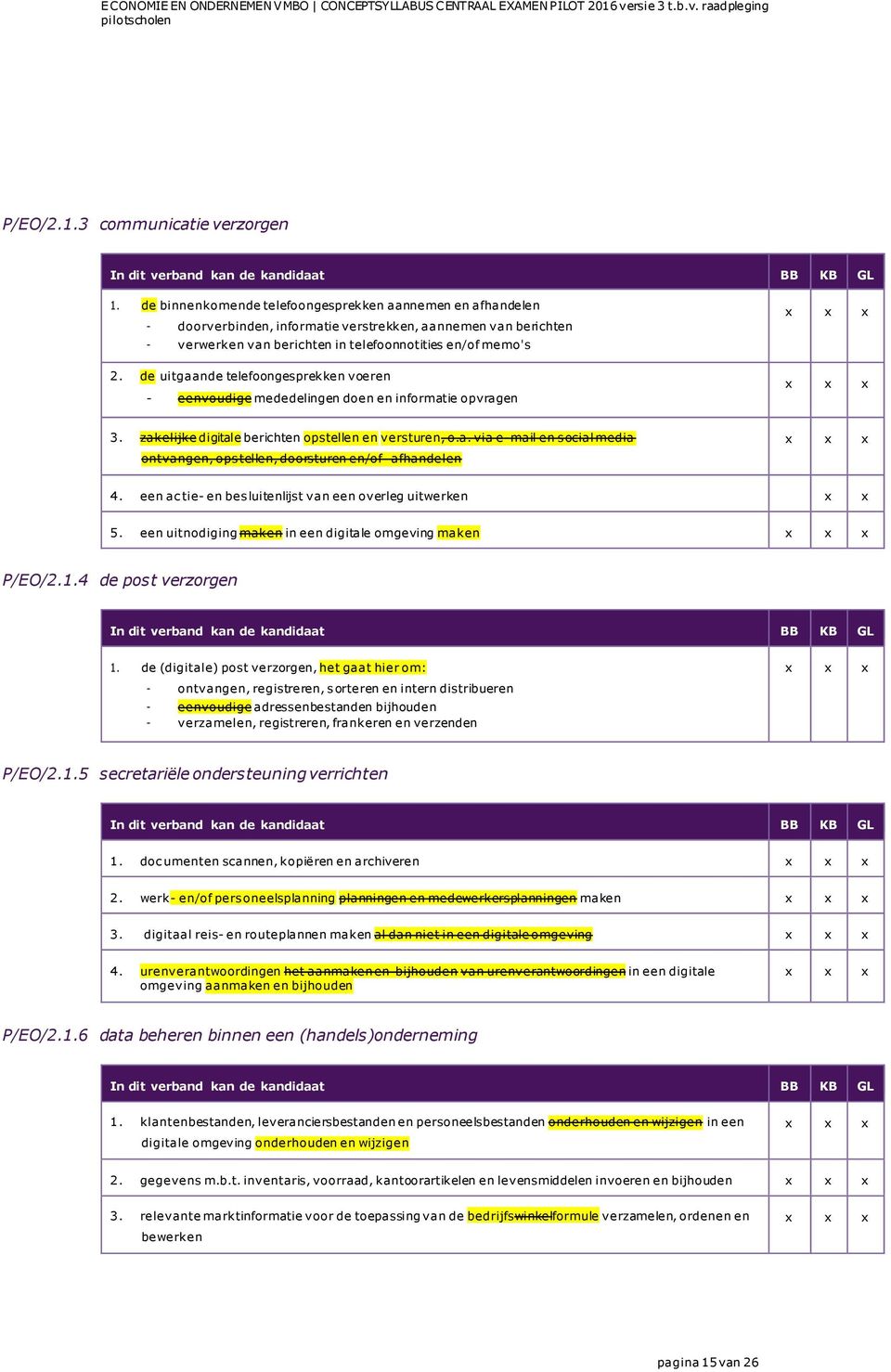 de uitgaande telefoongesprekken voeren - eenvoudige mededelingen doen en informatie opvragen 3. zakelijke digitale berichten opstellen en versturen, o.a. via e-mail en s ocial media ontvangen, ops tellen, doorsturen en/of afhandelen 4.