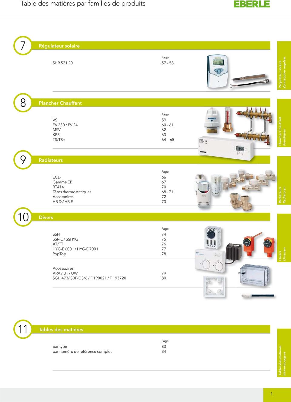 72 HB D / HB E 73 Radiateurs Radiatoren 10 Divers Page SSH 74 SSR-E / SSHYG 75 AT/TT 76 HYG-E 6001 / HYG-E 7001 77 PopTop 78 Divers Diversen Accessoires: ARA /