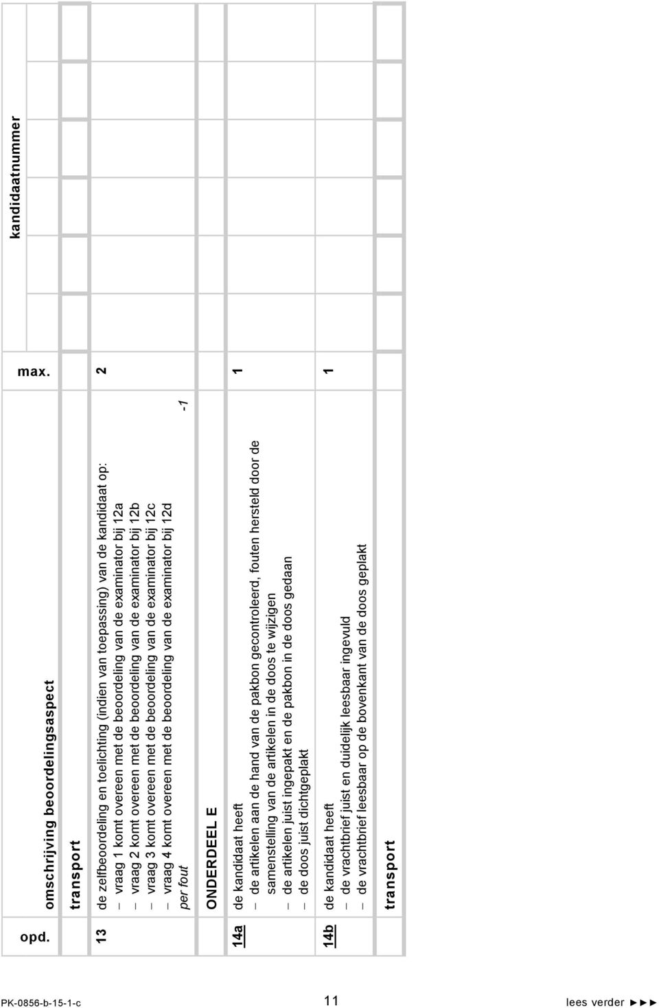 examinator bij 1b vraag 3 komt overeen met de beoordeling van de examinator bij 1c vraag 4 komt overeen met de beoordeling van de examinator bij 1d ONDERDEEL E 14a de kandidaat heeft de artikelen aan