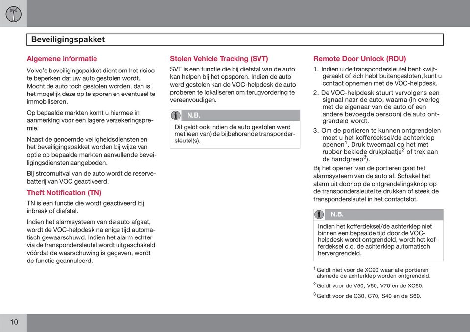 Naast de genoemde veiligheidsdiensten en het beveiligingspakket worden bij wijze van optie op bepaalde markten aanvullende beveiligingsdiensten aangeboden.