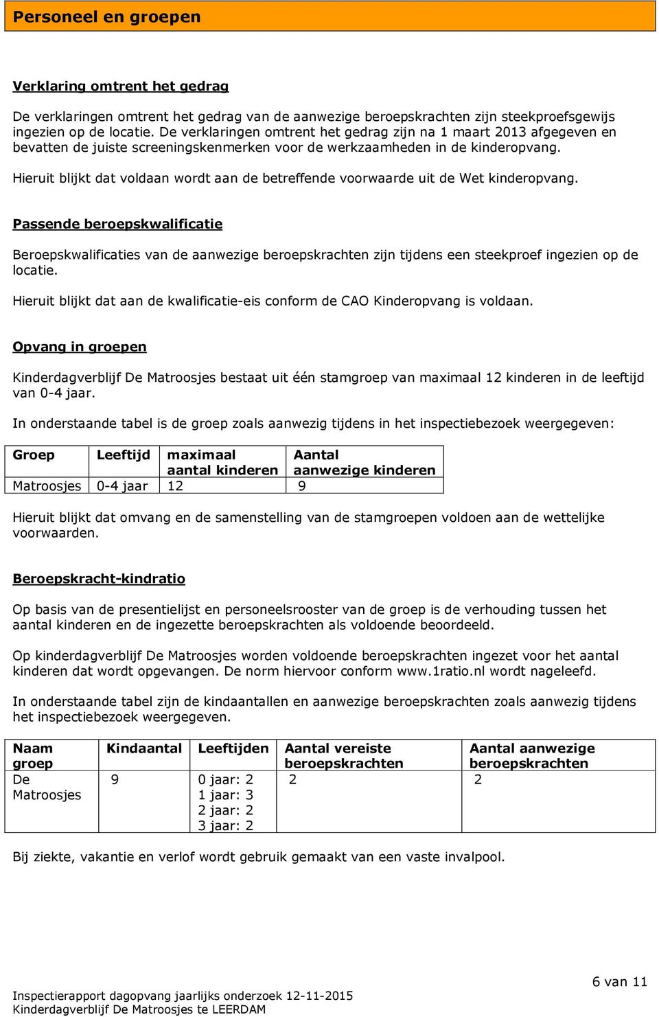 Hieruit blijkt dat voldaan wordt aan de betreffende voorwaarde uit de Wet kinderopvang.