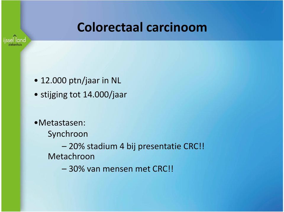 000/jaar Metastasen: Synchroon 20%