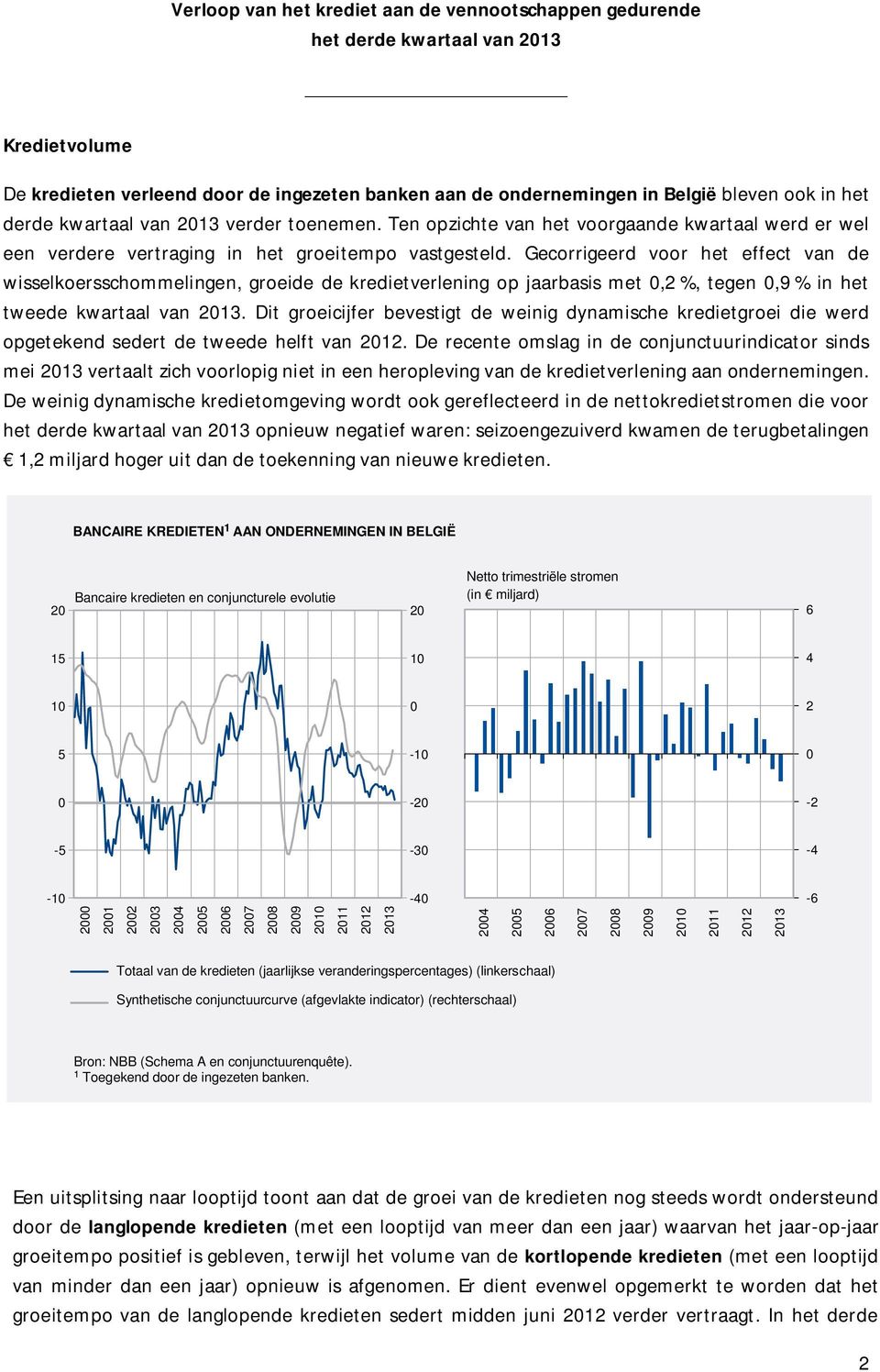 Gecorrigeerd voor het effect van de wisselkoersschommelingen, groeide de kredietverlening op jaarbasis met, %, tegen,9 % in het tweede kwartaal van 13.