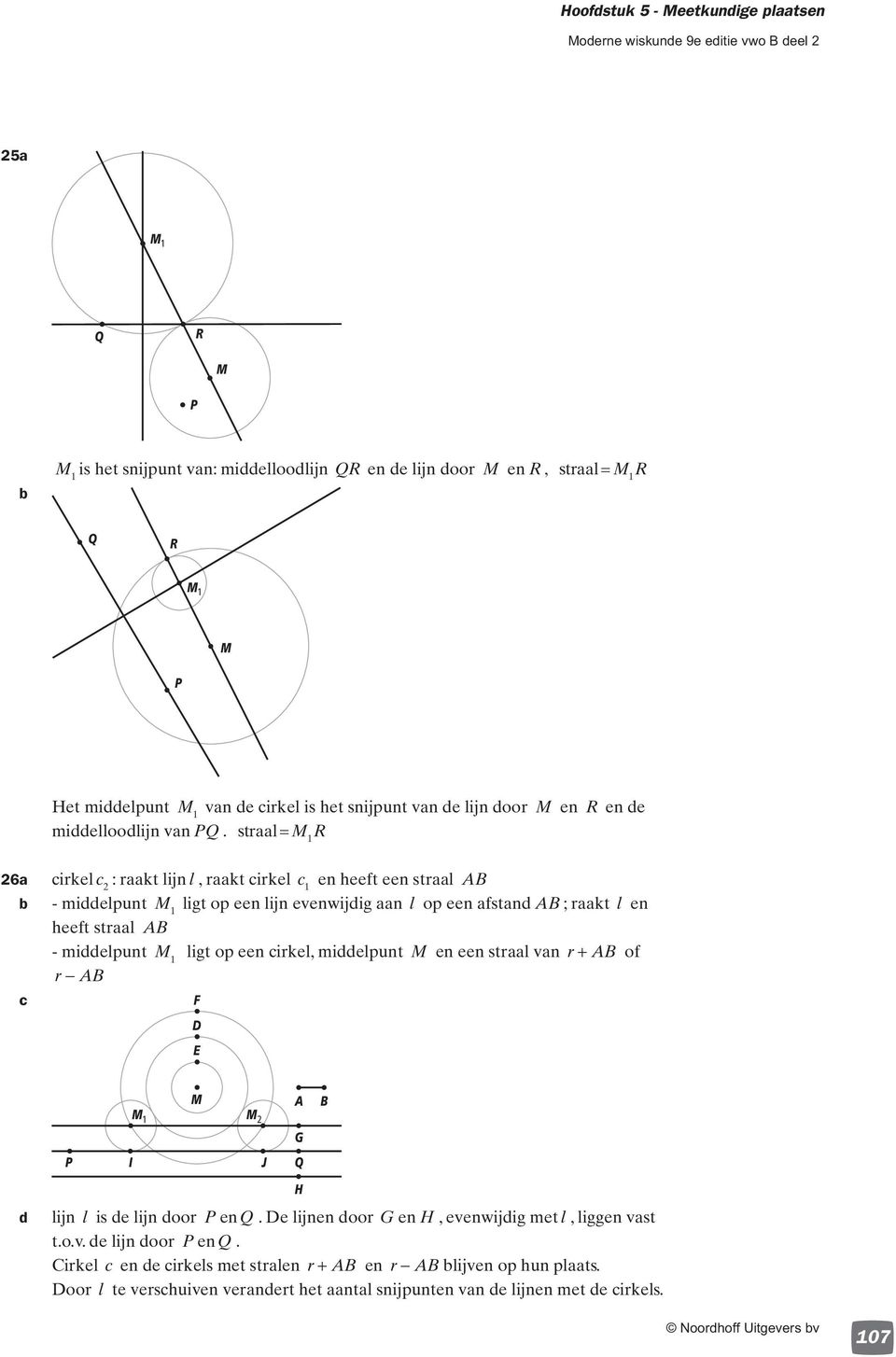 straal = R 1 6a c cirkel c : raakt lijn l, raakt cirkel c 1 en heeft een straal - middelpunt 1 ligt op een lijn evenwijdig aan l op een afstand ; raakt l en heeft straal - middelpunt 1