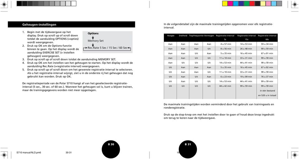 Druk op scroll up of scroll down totdat de aanduinding MEMORY SET. 4. Druk op OK om het instellen van het geheugen te starten. Op het display wordt de aanduiding Rec.