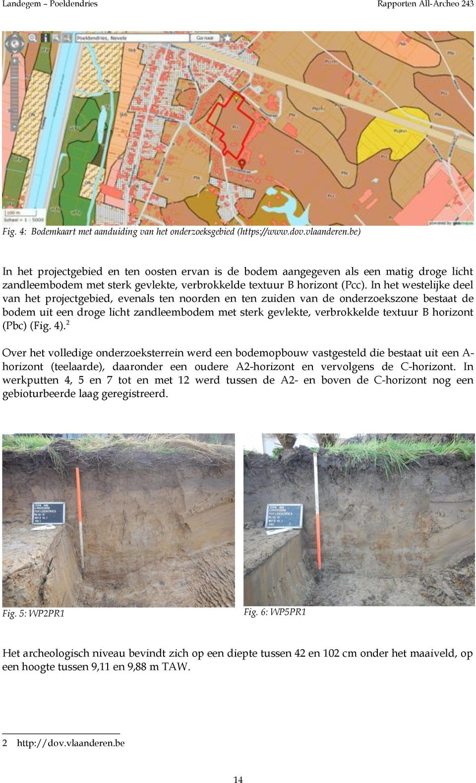 In het westelijke deel van het projectgebied, evenals ten noorden en ten zuiden van de onderzoekszone bestaat de bodem uit een droge licht zandleembodem met sterk gevlekte, verbrokkelde textuur B